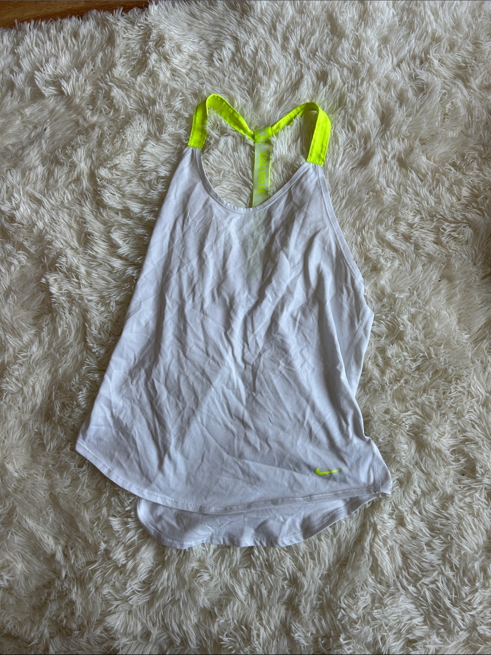 Nike White Racerback Tank with Neon Yellow Straps